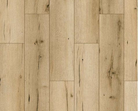 Suelo de madera clara con vetas y nudos en diferentes tonalidades.